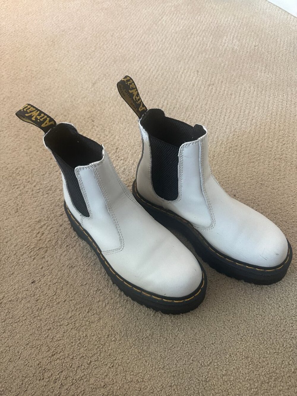 White Chelsea Dr. Martens Boots